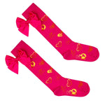 A Dee Mairi Pink Colour Block Heart Print Knee High Sock | Casa Childrenswear