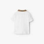Baby Boys White Cotton Check Polo Shirt