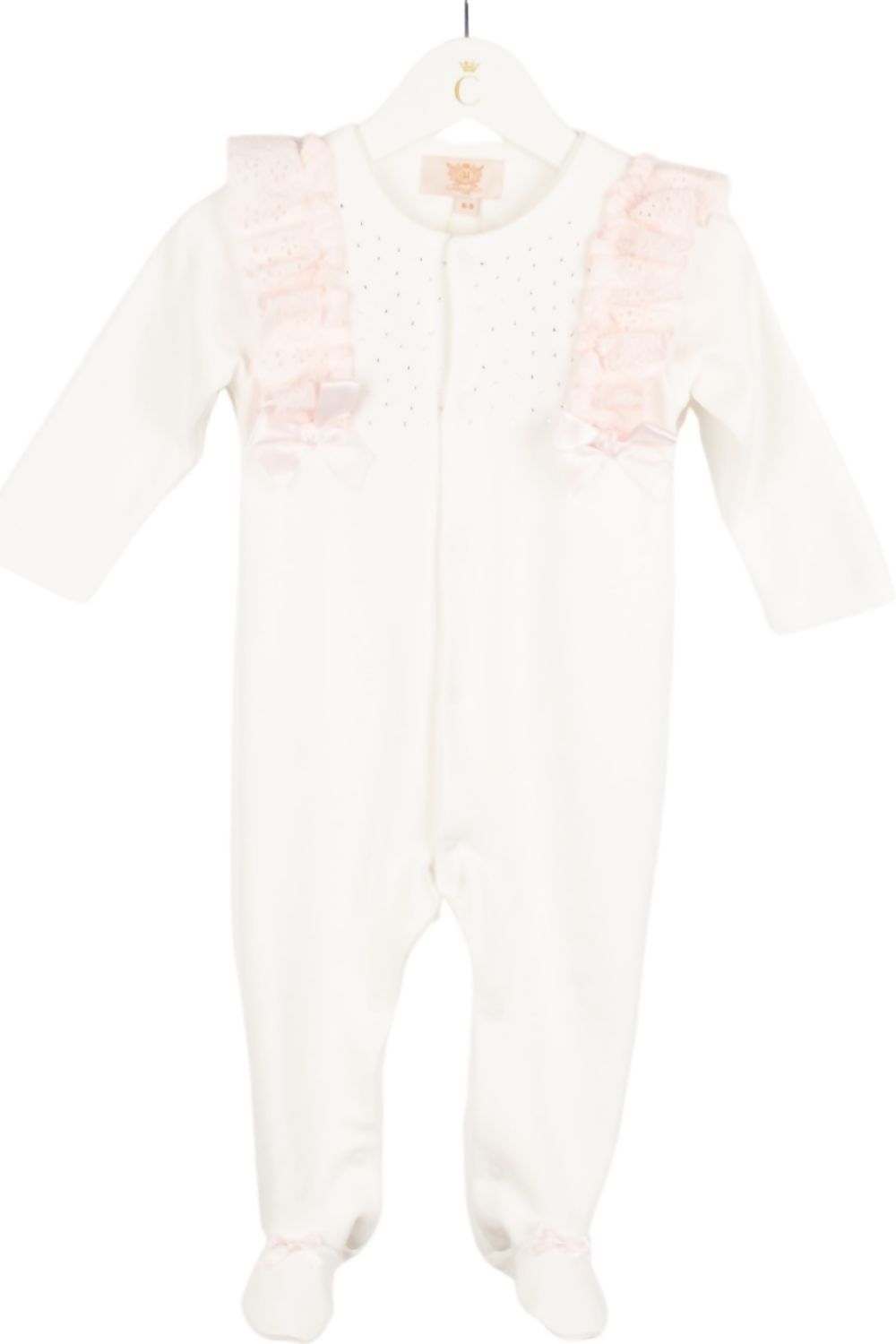 Baby Girl White Diamonte Babygrow