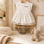 Baby Girls White Check Trim Dress
