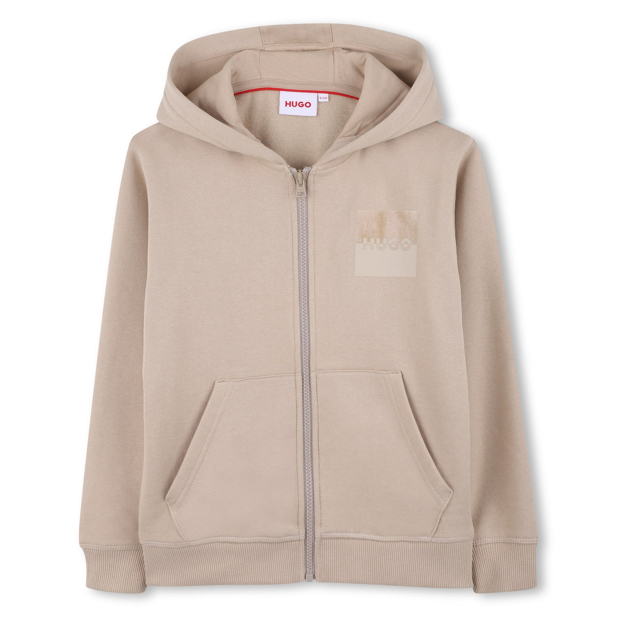 Boys Zip Thru Stone Hooded Sweatshirt
