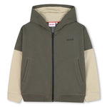 Boys Stone/Khaki Hooded Cardigan