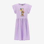 Moschino Girls Cotton Lilac Dress with Bear Print | Casa Childrenswear