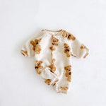 Bear Cream Fleece Romper