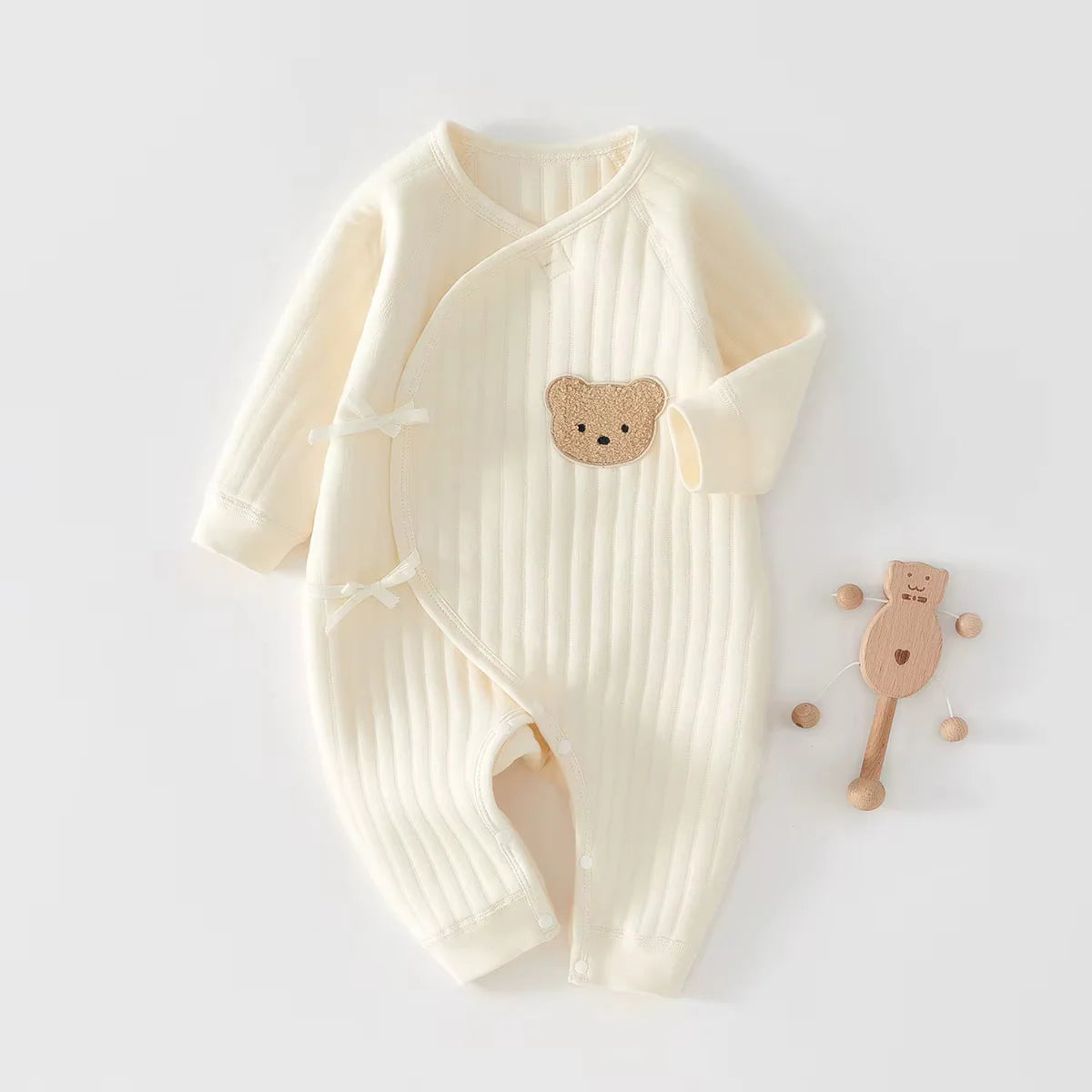 Cozy Crew Club Teddy Bear Cream Boucle Wrap Babygrow | Casa Childrenswear