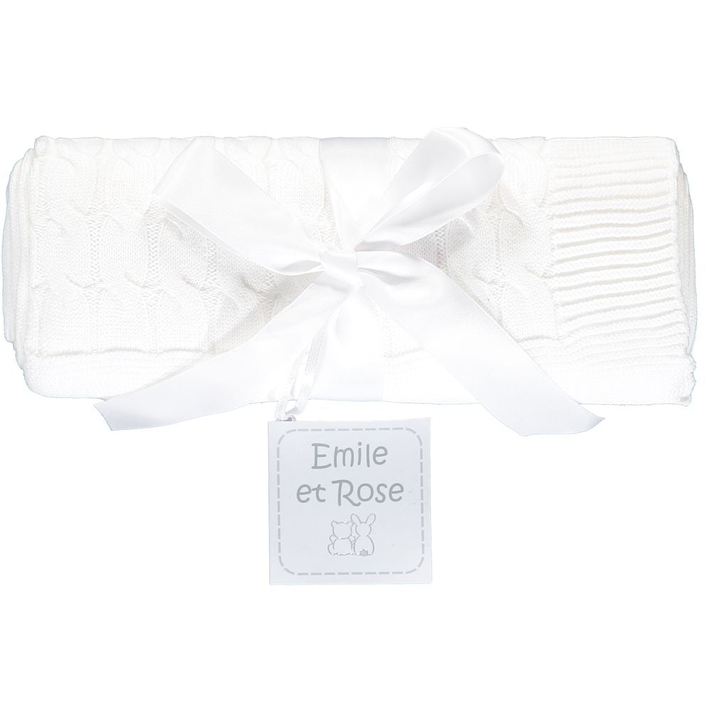 Glacier White Knit Baby Blanket