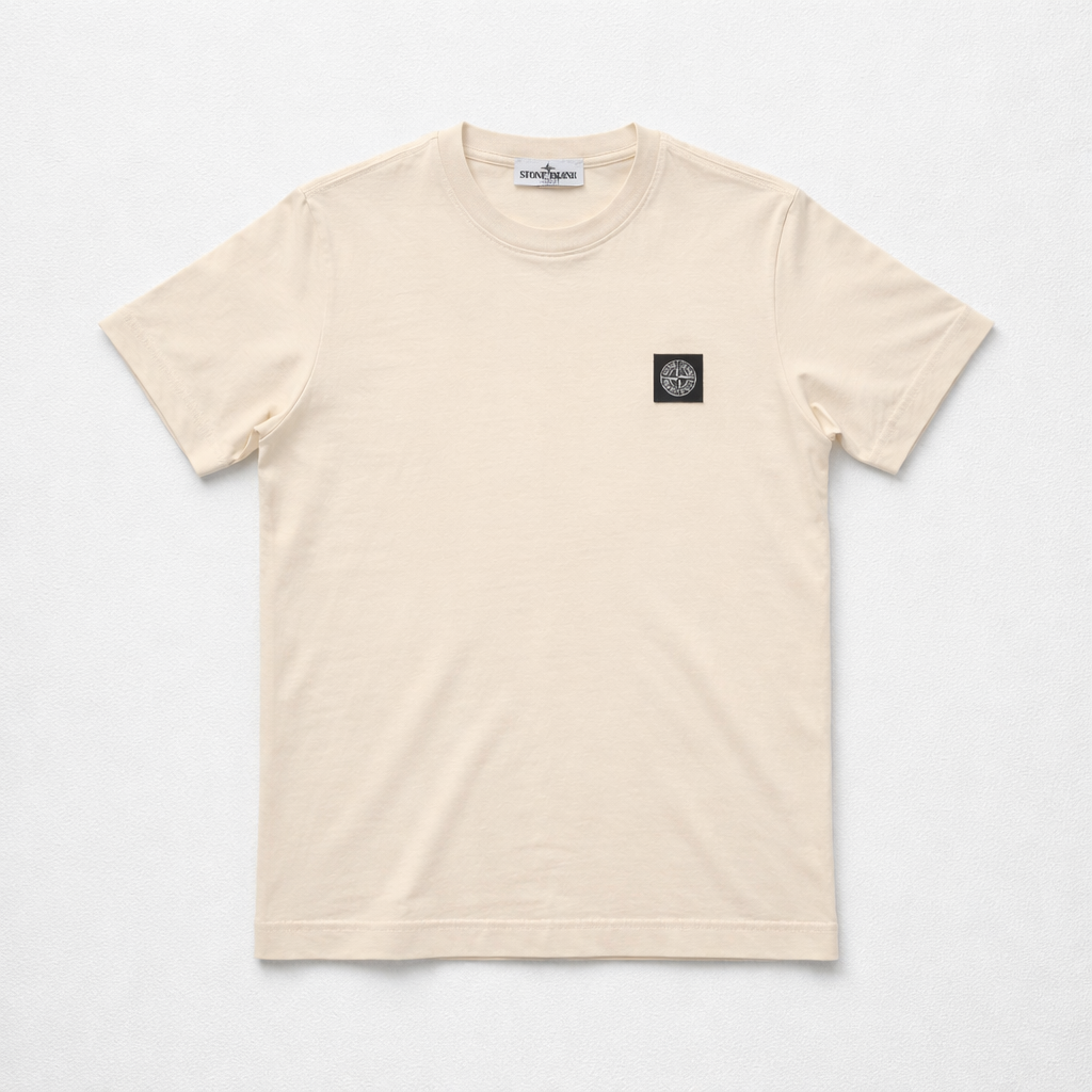 Stone Island Biege Compass Logo T-Shirt | Casa Childrenswear
