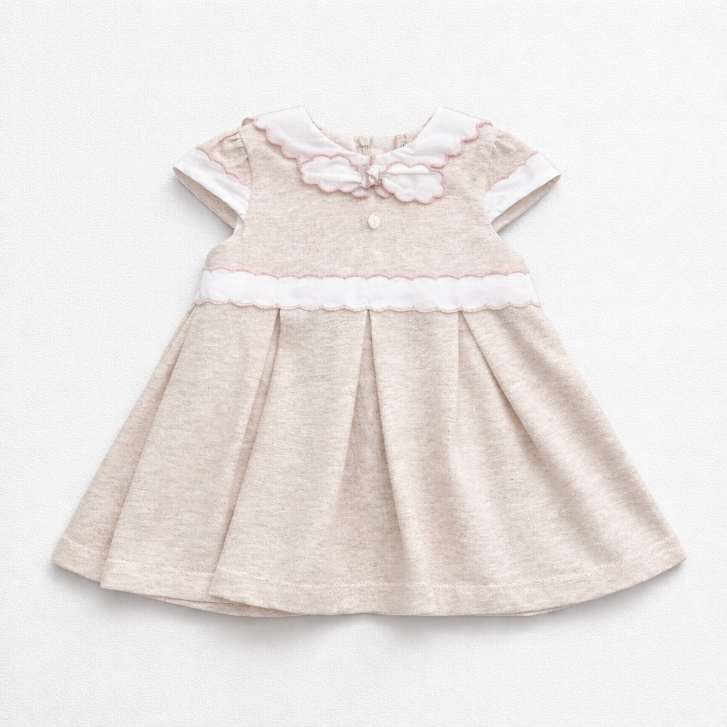 Girls Woven Dress with Contrast Piping