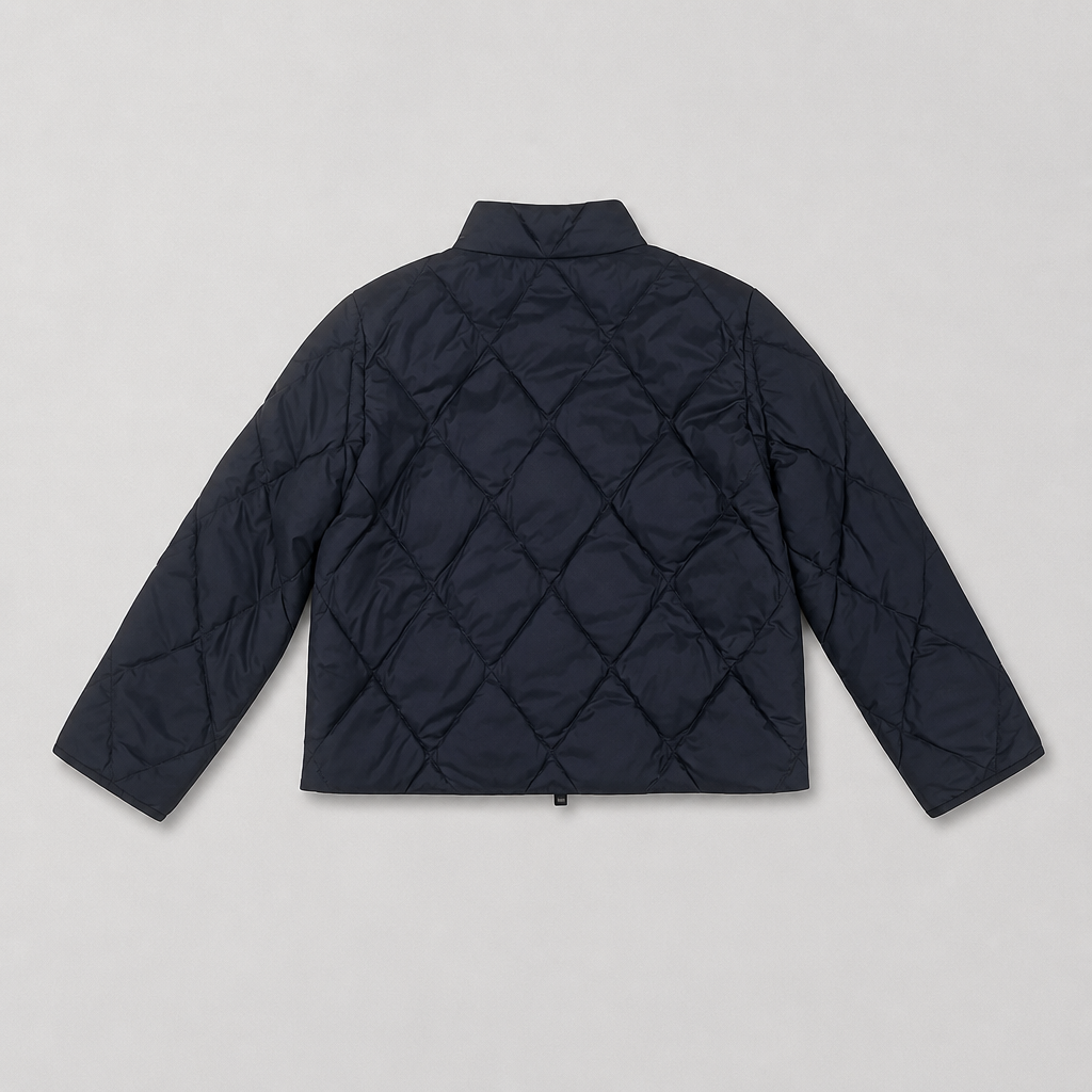 Boys Navy Jacket with Check Zip