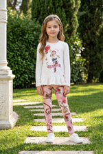 Monnalisa Girls White & Pink Jessie Leggings Set | Casa Childrenswear