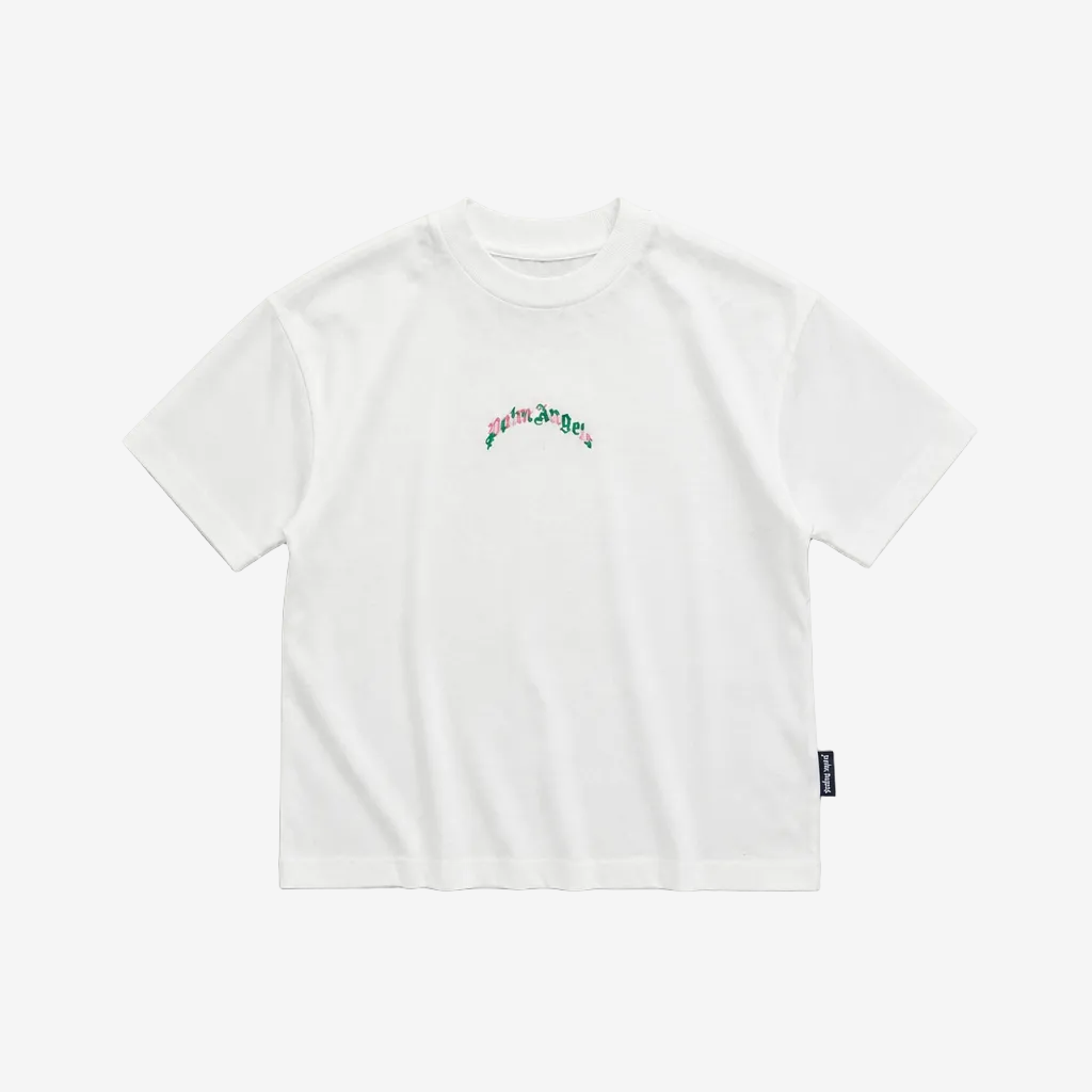 Palm Angels Girls Pink Back Print T-Shirt - front view