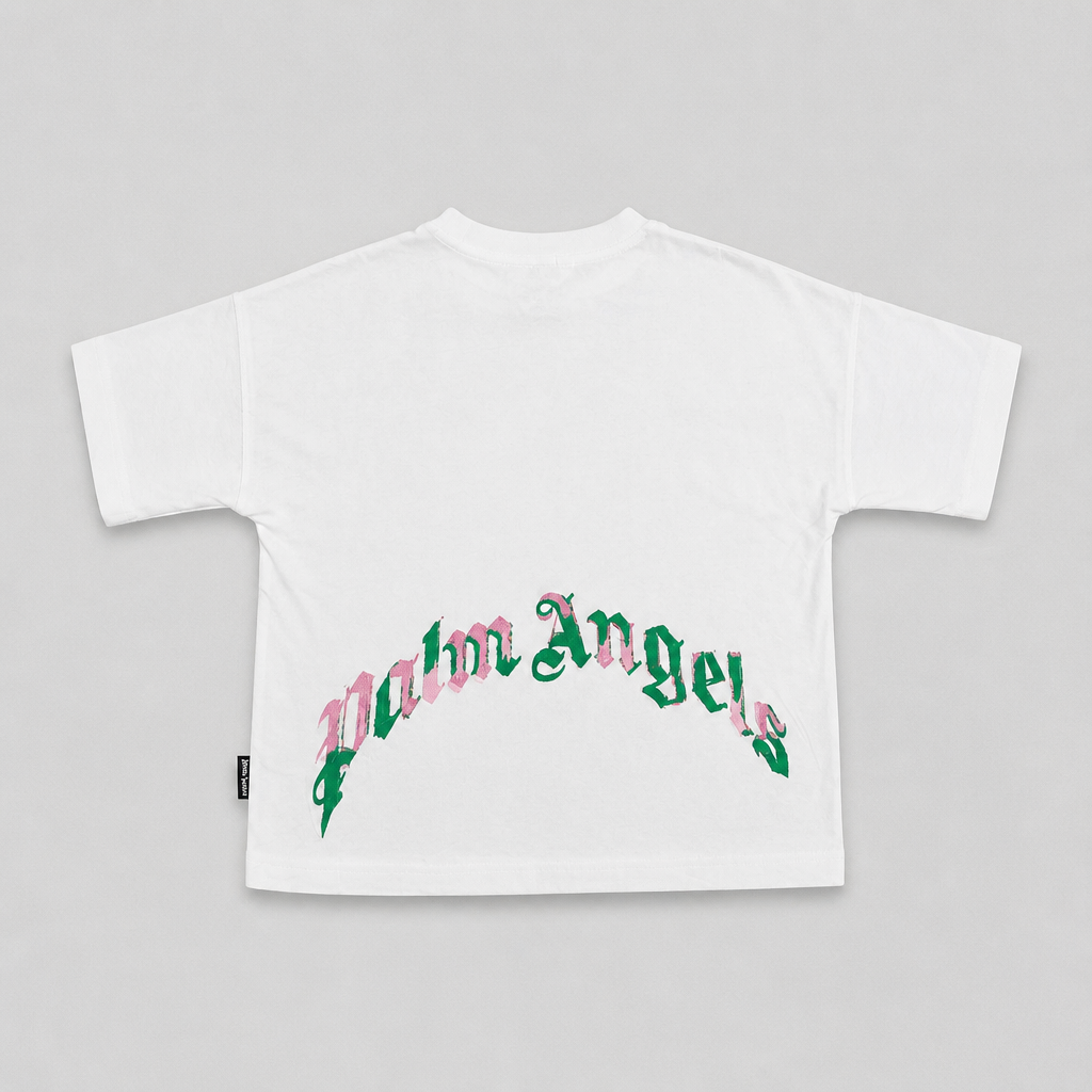 Palm Angels Girls Pink Back Print T-Shirt - back print view
