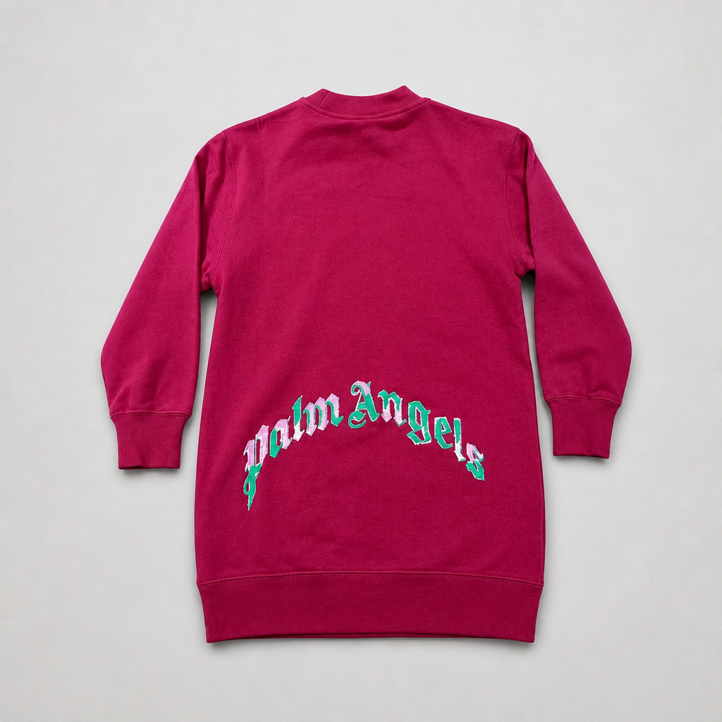 Palm Angels Girls Burgundy Sweat Dress - back view
