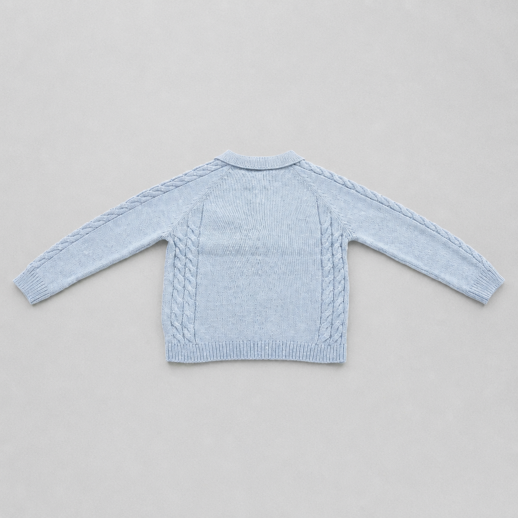 Martin Aranda Infant Boys Blue Polo Sweater Set - sweater back view