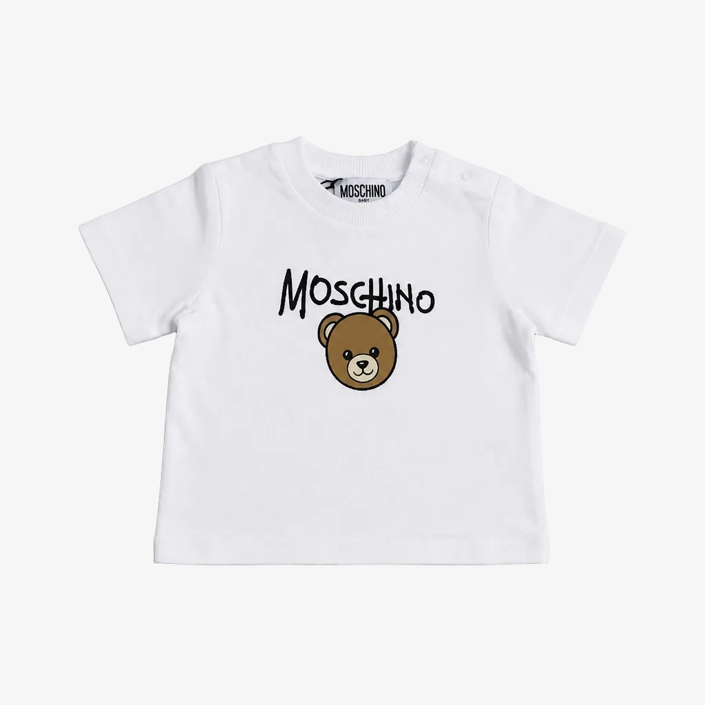 Moschino Infant Bear Print White T-Shirt - front view