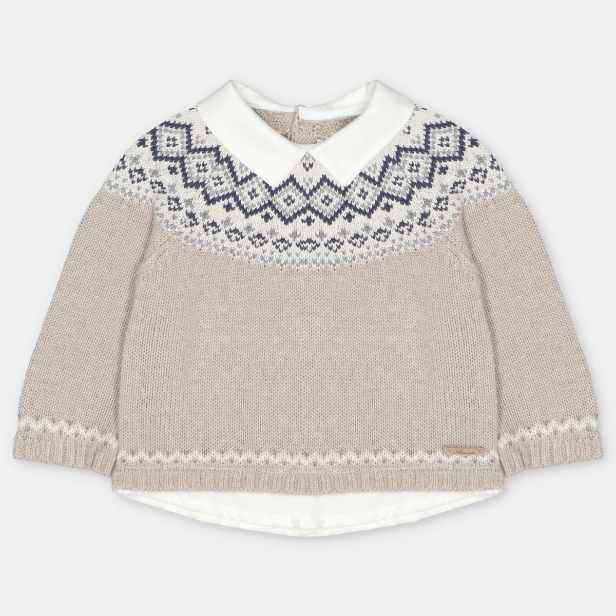 Martin Aranda Infant Boys Brown Sweater with Collar - front view