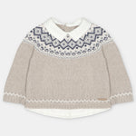 Martin Aranda Infant Boys Brown Sweater with Collar - front view