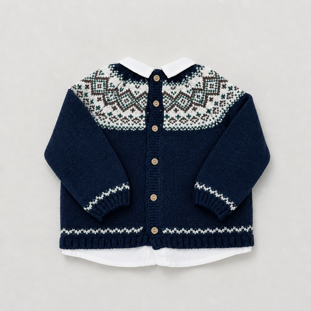 Martin Aranda Infant Boys Navy Sweater with Collar - back view