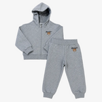 Moschino Boys Grey Hooded Tracksuit Set - full set front view