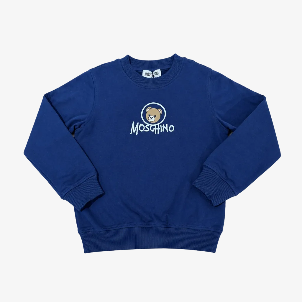 Moschino Boys Navy Bear Sweatshirt - front view