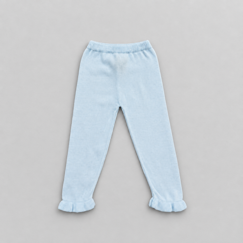 Girls Blue Knit Leggings Set