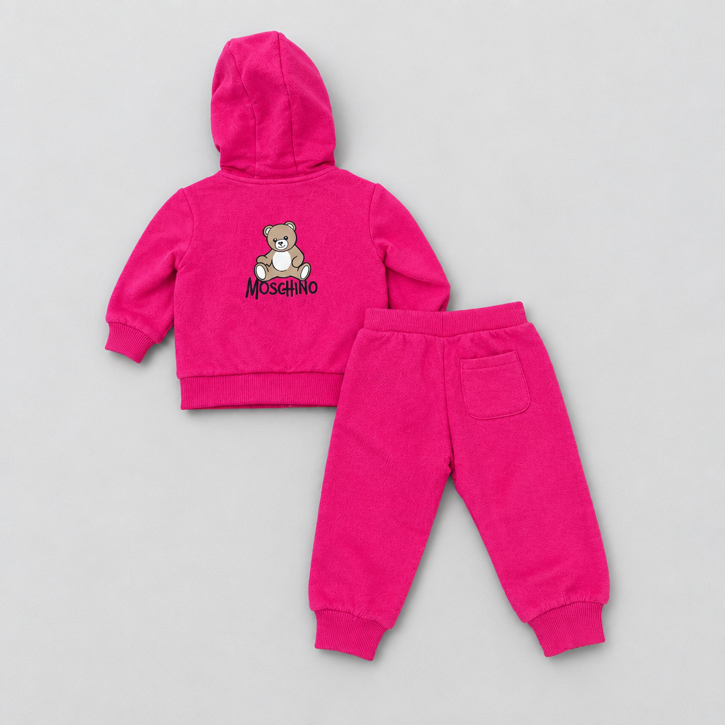 Infant Girls Pink Hooded Tracksuit Set