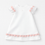 Patachou Girls Ivory Dress with Pink Floral Tulle Trim | Casa Childrenswear