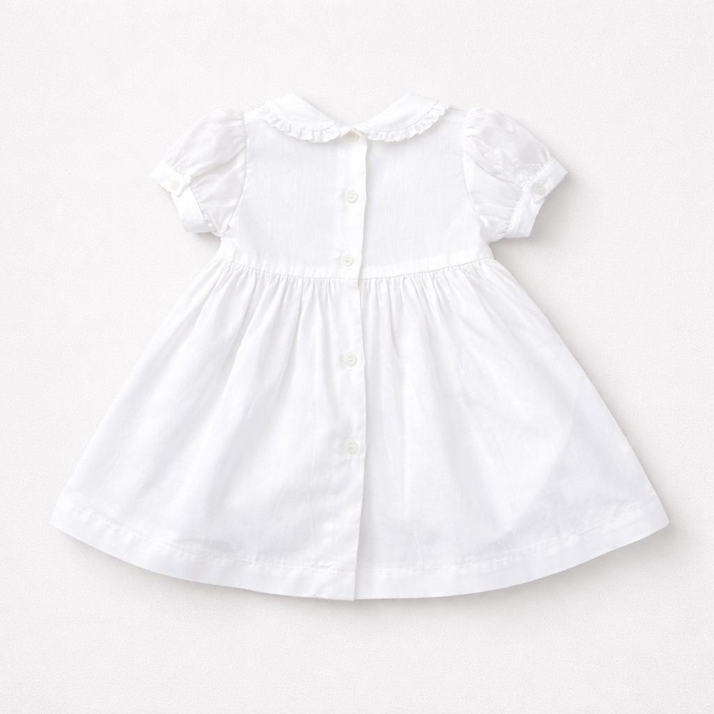 Patachou Baby Girls White Woven Dress with Leaf Print | Casa Childrenswear