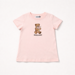 Moschino Girls Pink Cotton T-Shirt with Bear | Casa Childrenswear