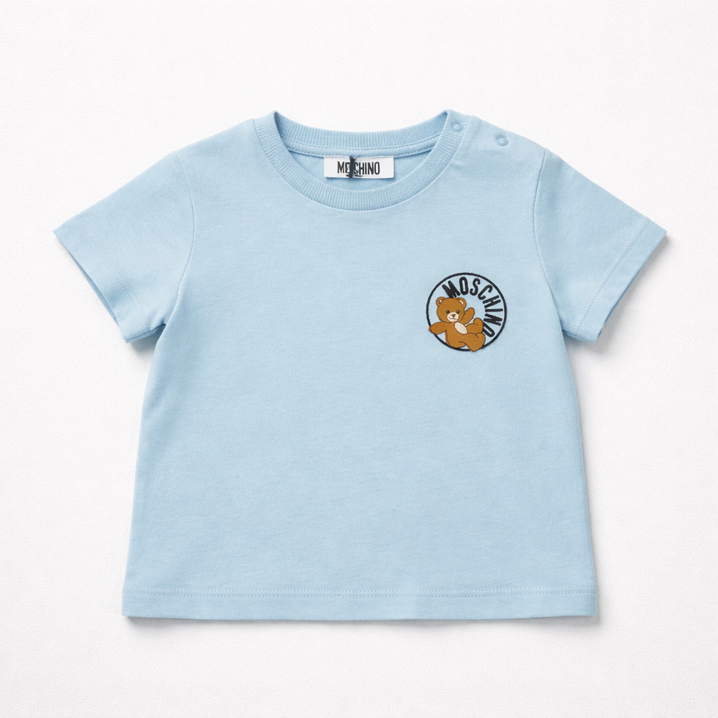 Moschino Baby Boys Sky Blue Cotton T-Shirt | Casa Childrenswear