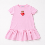 Moschino Baby Girls Pink Cotton Heart Dress | Casa Childrenswear
