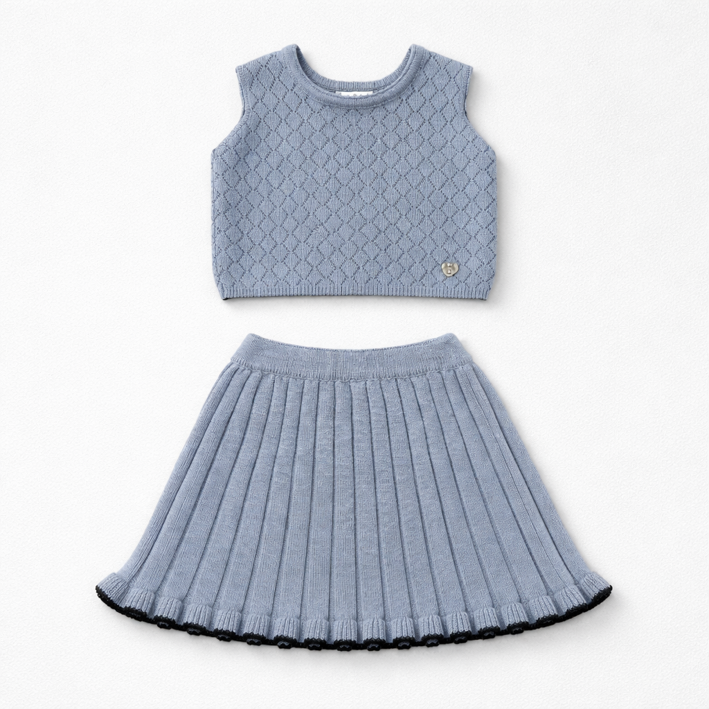 Granlei Navy Knitted Skirt Set | Casa Childrenswear