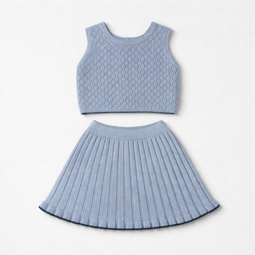 Granlei Navy Knitted Skirt Set | Casa Childrenswear