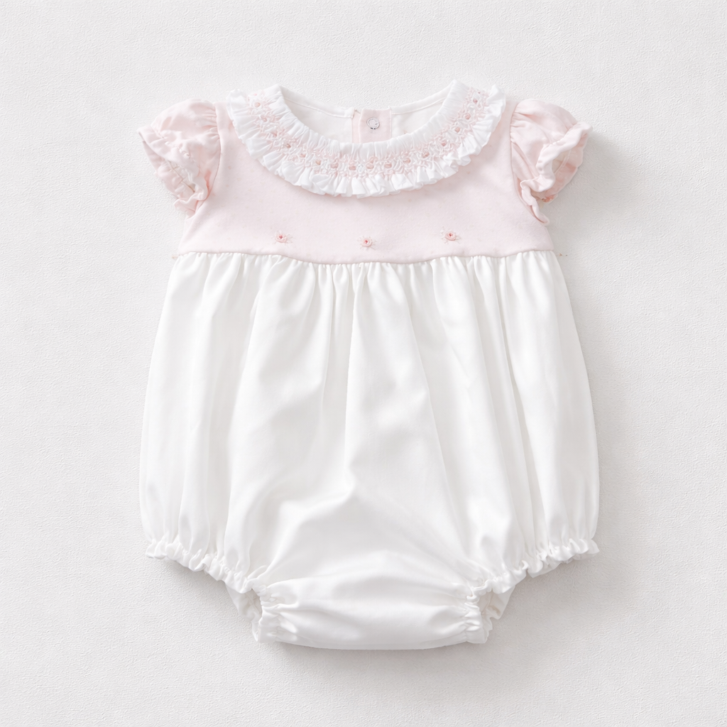 Adriana Mae Baby Girls Roses Satin Bubble | Casa Childrenswear