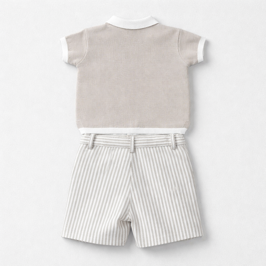 Granlei Knitted Polo Shirt & Linen Mix Short Set | Casa Childrenswear