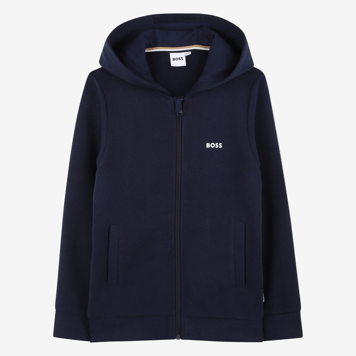 Boss Boys Navy Zip Up Hoodie | Casa Childrenswear