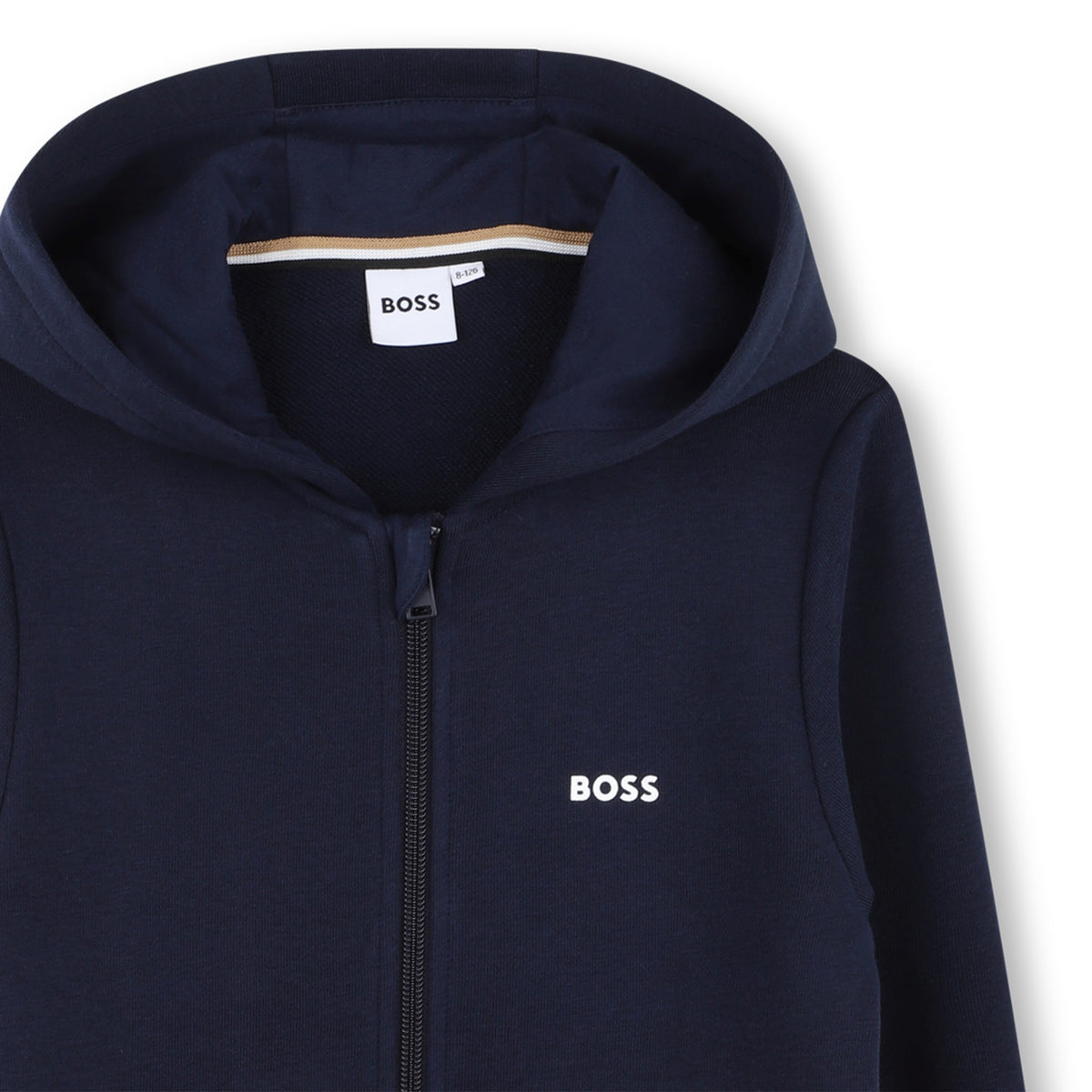 Boss Boys Navy Zip Up Hoodie | Casa Childrenswear