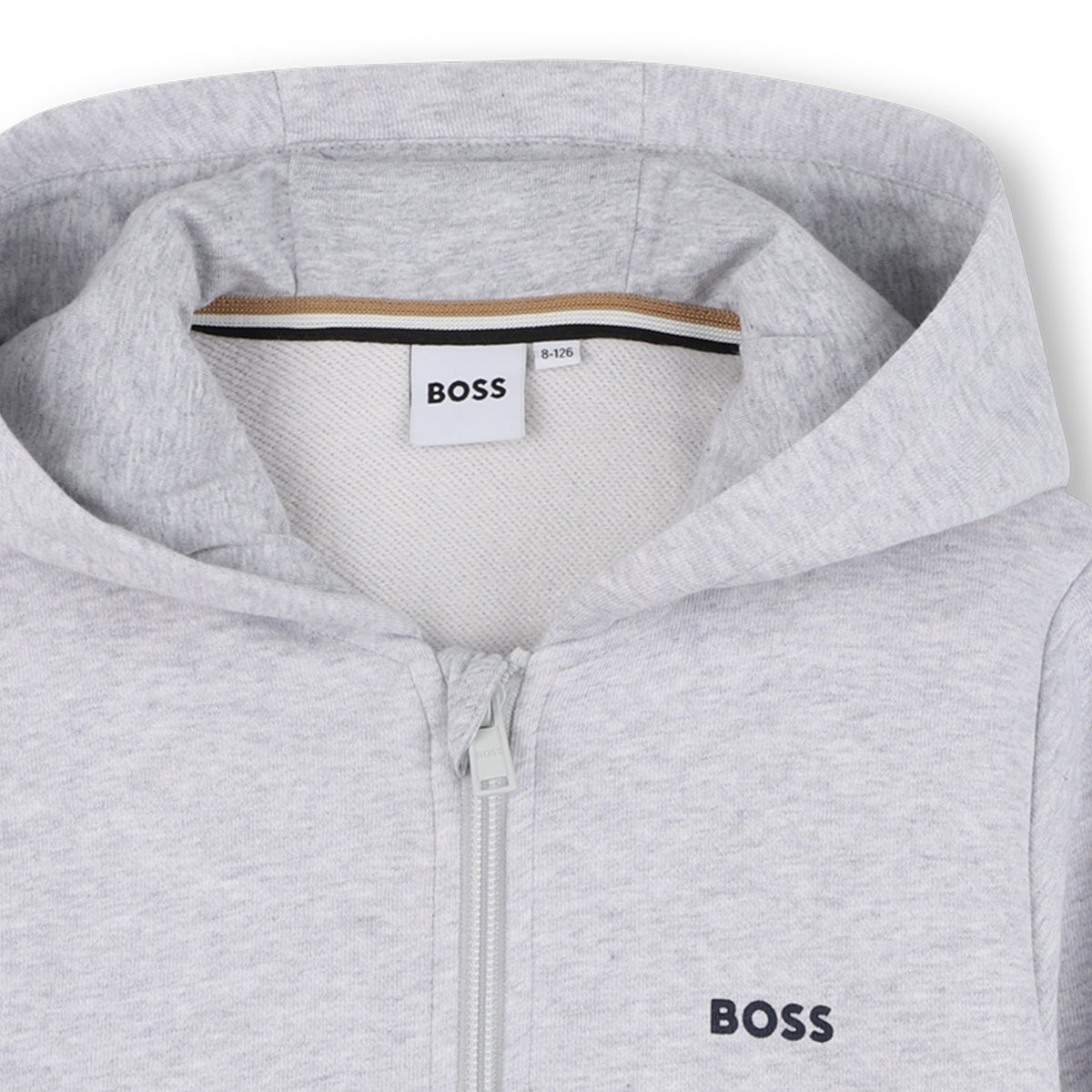 Boss Boys Grey Zip Up Hoodie | Casa Childrenswear