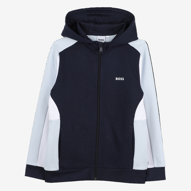 Boys Navy Zip Thru Patch Track Top