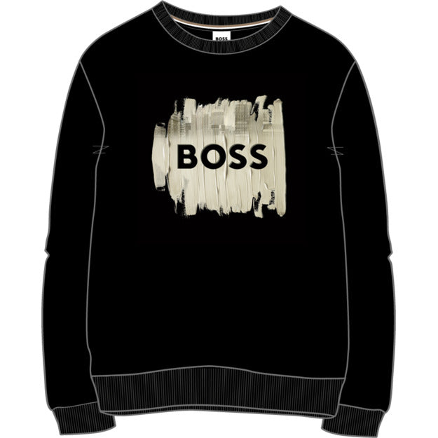 Boys Black Crew Neck Boss Paint Logo
