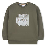 Boys Khaki Crew Neck Boss Paint Logo