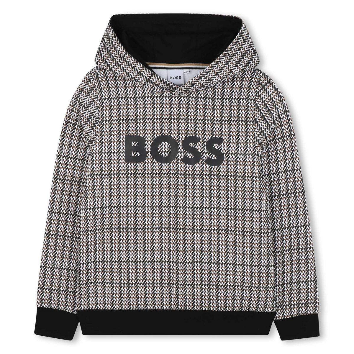 Boys Hooded Sweat Check Fabric