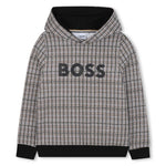 Boys Hooded Sweat Check Fabric