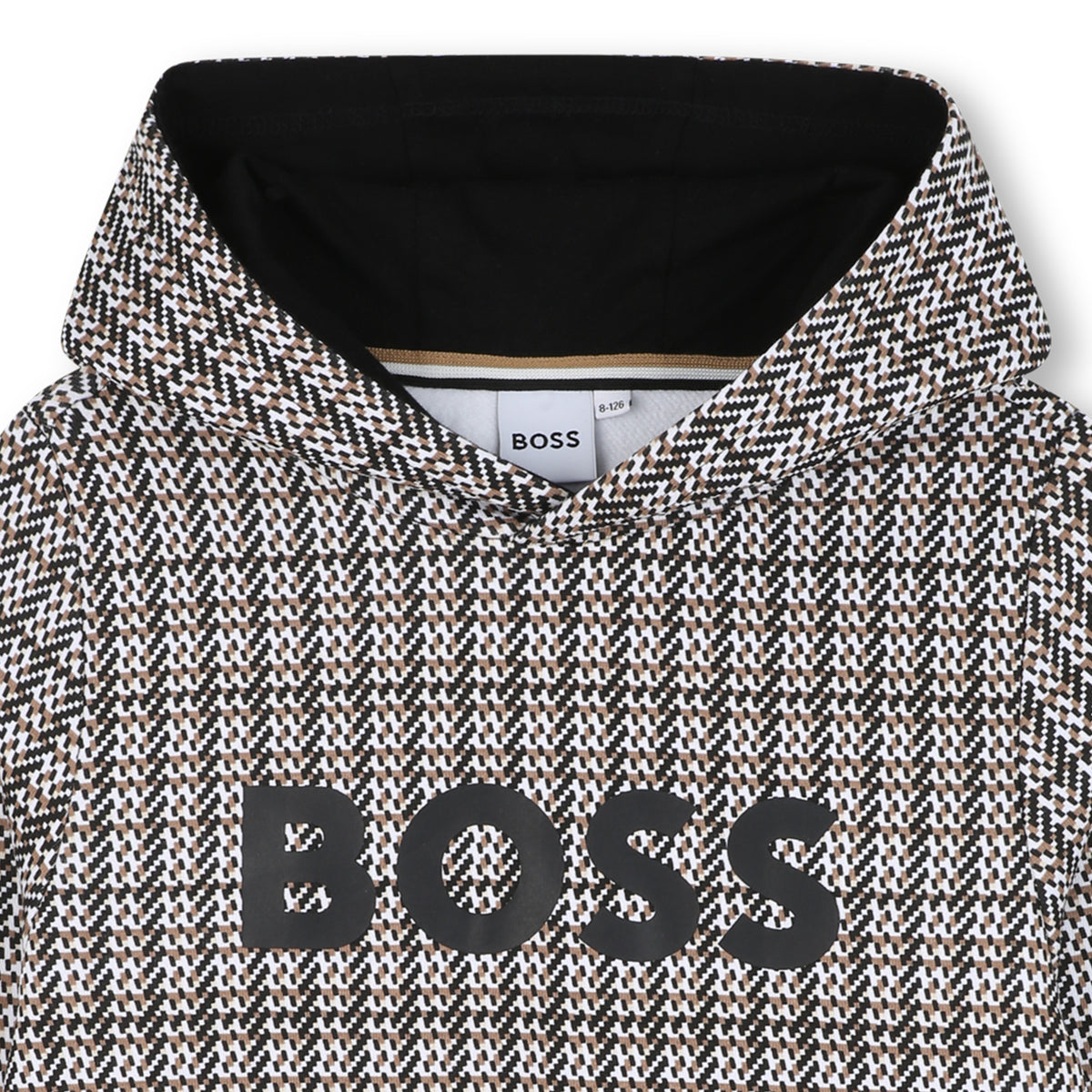 Boys Hooded Sweat Check Fabric