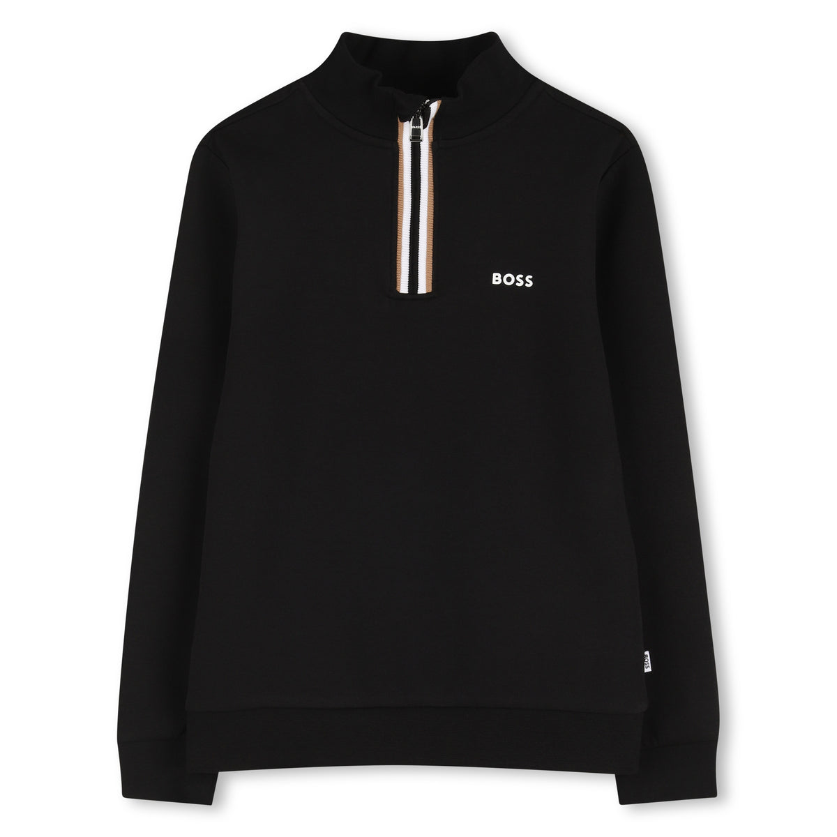 Boys Black Neck Zip Sweat