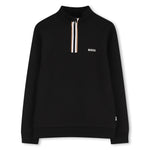 Boys Black Neck Zip Sweat