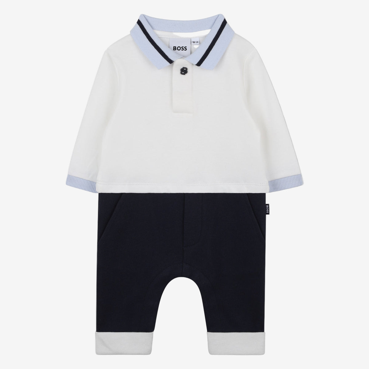 Baby Boys Ivory & Navy Blue Romper