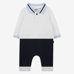 Baby Boys Ivory & Navy Blue Romper