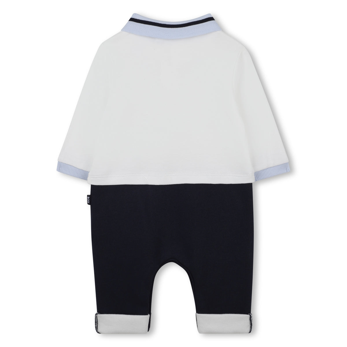 Baby Boys Ivory & Navy Blue Romper