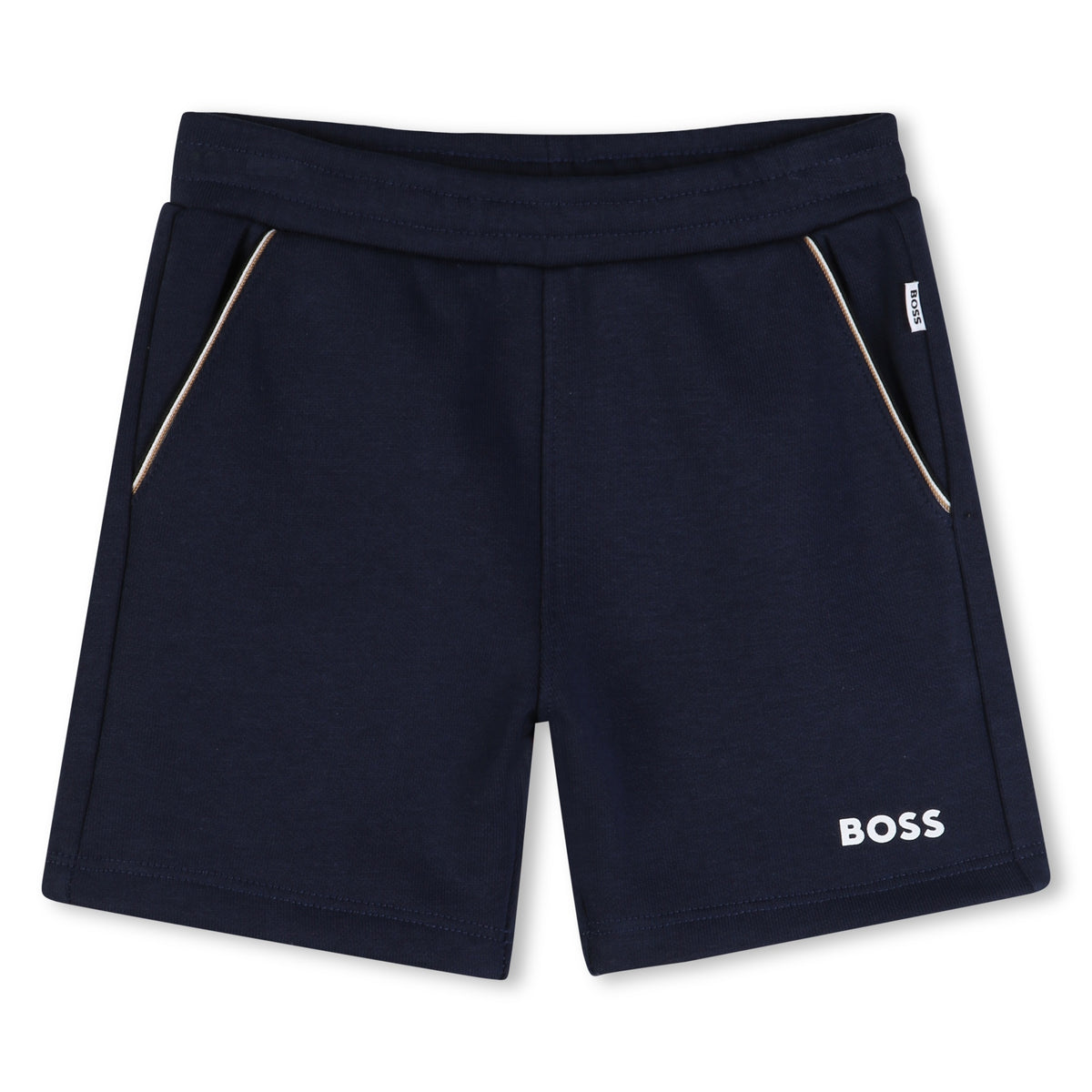 Boss Baby Boys Navy Shorts Set with Signature Stripes | Casa Childrenswear